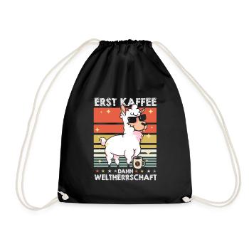 Lama Llama Kaffee-Sonnenbrille - Turnbeutel - Schwarz - Vorne