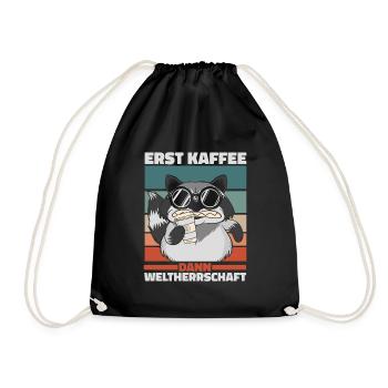 Waschbär Sonnenbrille Kaffee - Turnbeutel - Schwarz - Vorne