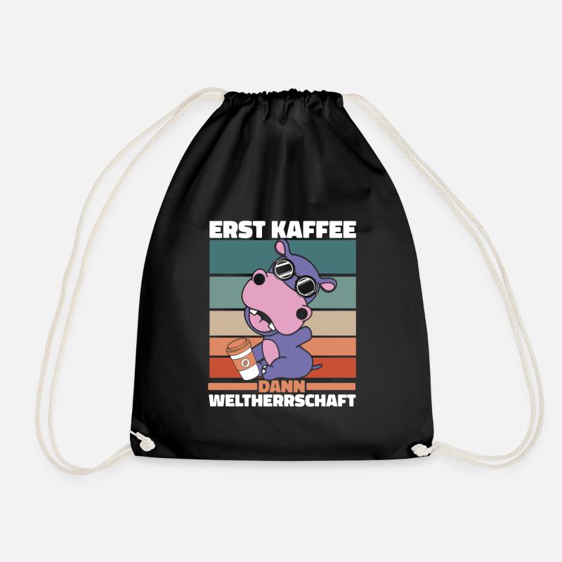 Nilpferd Flusspferd Kaffee Sonnenbrille - Turnbeutel - Schwarz