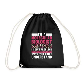 Biology Biologist Lustig Molecular Biologist - Drawstring Bag - black - Front