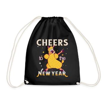 Réveillon du Nouvel An 2023 Lama - Bravo à la nouvelle année ! - Sac de sport léger - noir - Devant
