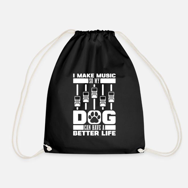 Sound Engineer Dog - Drawstring Bag - black