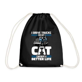Truck Driver Trucker Truck Driver Cat - Drawstring Bag - black - Front