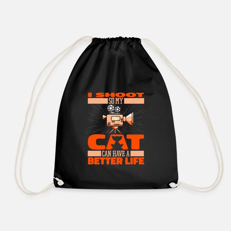 Cinematographer Cat - Drawstring Bag - black