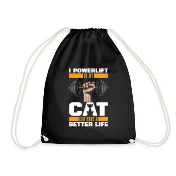 Powerlifting Powerlifter Cat - Drawstring Bag - black - Front