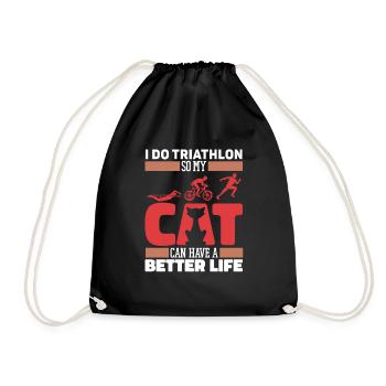 Triathlon Triathlete Cat - Drawstring Bag - black - Front