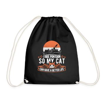 Bateau ponton chat - Sac de sport léger - noir - Devant