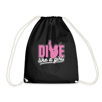 Diving Diver Girls - Drawstring Bag - black - Front
