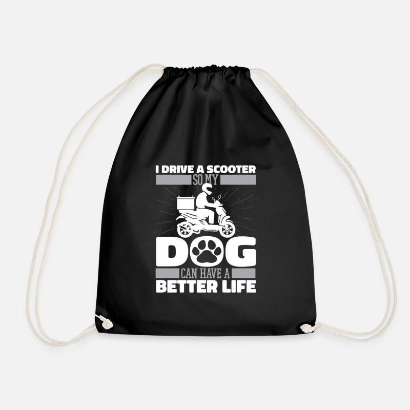 Motorroller Hund - Turnbeutel - Schwarz