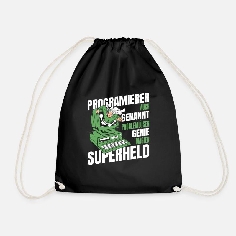 Entwickler Coder Programmierer Superheld - Turnbeutel - Schwarz