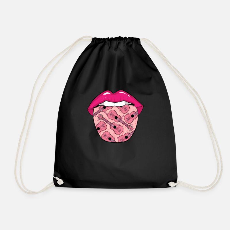 Ukulele Lips - Drawstring Bag - black