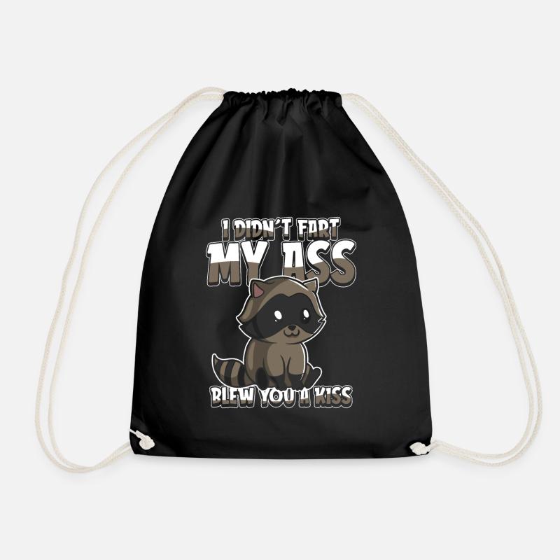 Raccoon Irony - Drawstring Bag - black