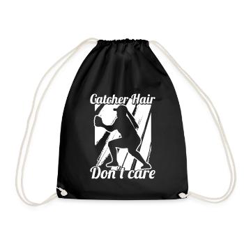 Softball Fänger Catcher Hair Don't Care - Drawstring Bag - black - Front