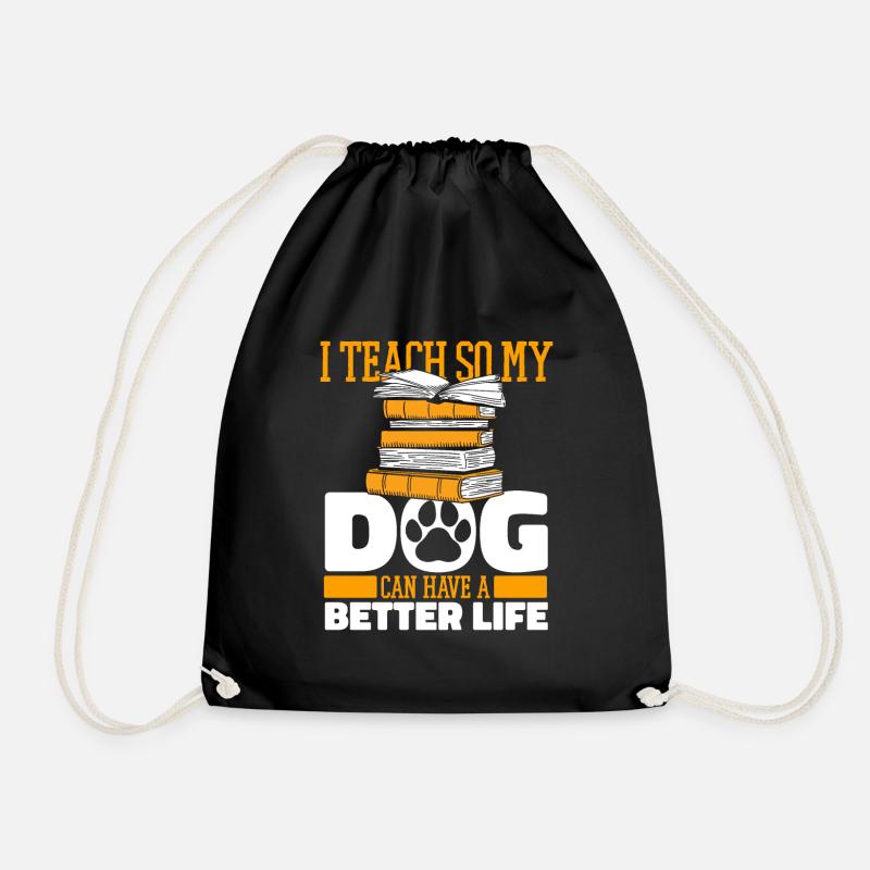 Teacher Pedagogue Dog - Drawstring Bag - black