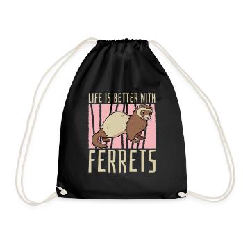 Ferret polecat funny - Drawstring Bag - black - Front