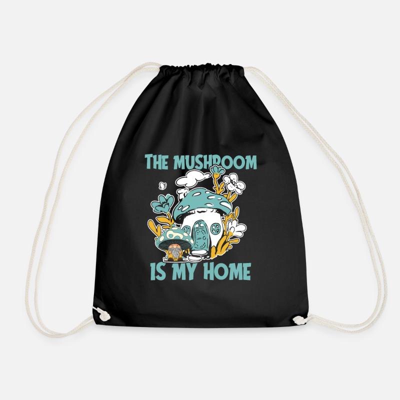 Mushroom pickers Mushrooms Home Mushroom Dwarf - Drawstring Bag - black