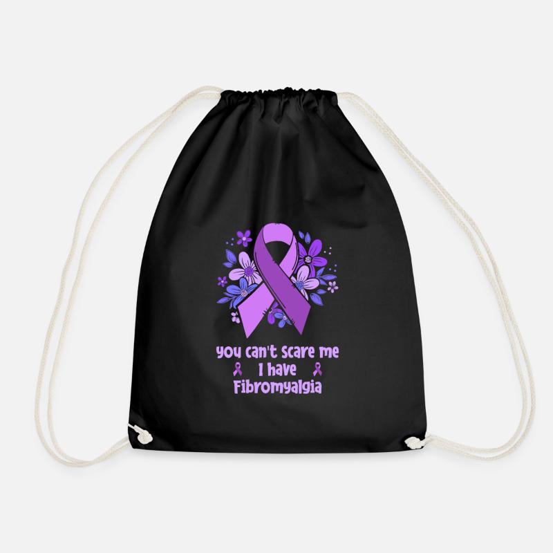 Fibromyalgia rheumatism flower - Drawstring Bag - black