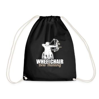 Bow Hunting Bowhunter Wheelchair - Drawstring Bag - black - Front