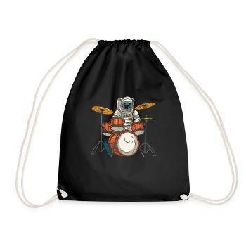 Schlagzeug Drummer Schlagzeuger Astronaut - Turnbeutel - Schwarz - Vorne