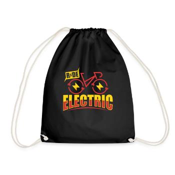 E Bike Electric Bike Funny - Drawstring Bag - black - Front