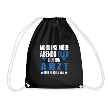 Hausarzt Doktor Morgens Mde Abends Blau - Turnbeutel - Schwarz - Vorne
