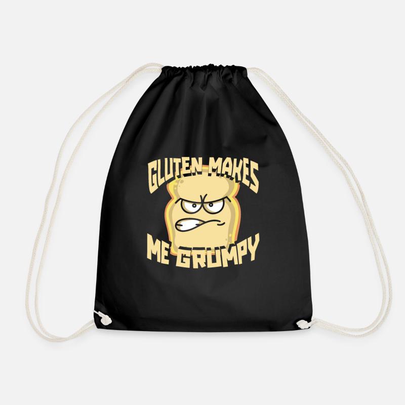 Gluten Free Funny - Drawstring Bag - black