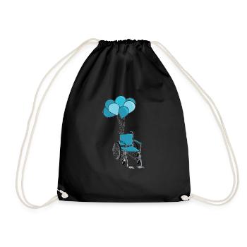 Wheelchair Wheelchair Balloons - Drawstring Bag - black - Front
