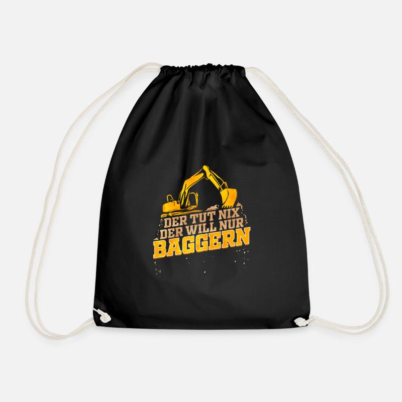 Baggerfahrer Lustiges Geschenk zum Baggern Bagger - Turnbeutel - Schwarz