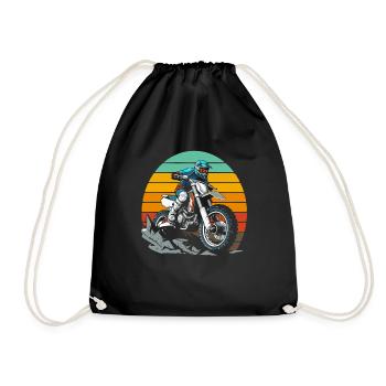 Mx Motocross Dirt Bike - Drawstring Bag - black - Front