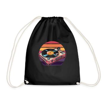 Vinyl Record Collector - Drawstring Bag - black - Front