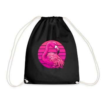 Flamingo - Drawstring Bag - black - Front