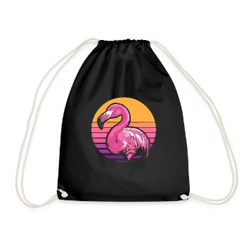 Flamingo - Drawstring Bag - black - Front