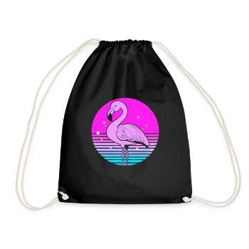 Flamingo - Drawstring Bag - black - Front