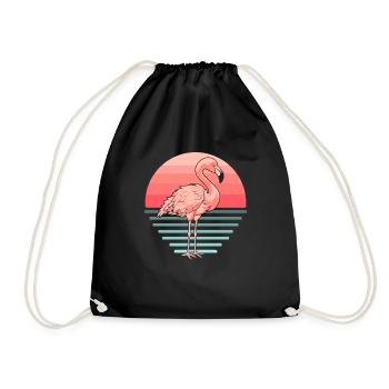 Flamingo - Drawstring Bag - black - Front