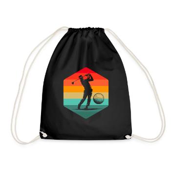 Golf Golfer Golfen - Turnbeutel - Schwarz - Vorne