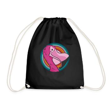 Flamingo - Drawstring Bag - black - Front