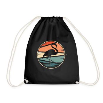 Flamingo - Drawstring Bag - black - Front