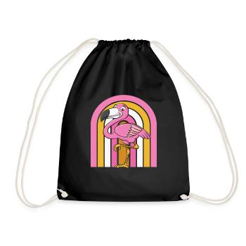 Flamingo - Drawstring Bag - black - Front