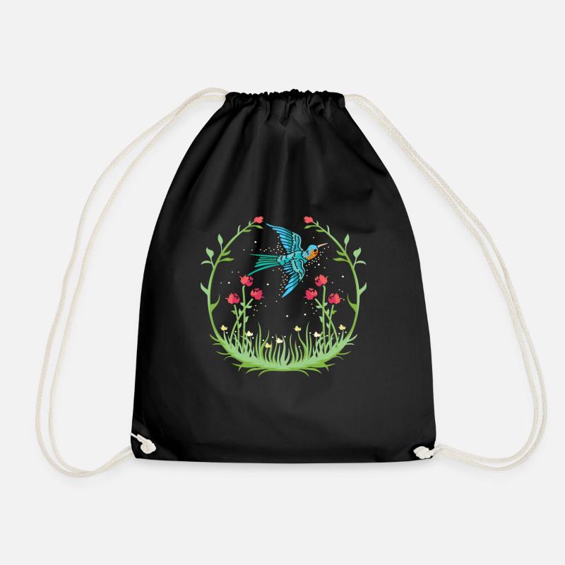 Colibri, Fleurs, Oiseau De Fleur - Sac de sport léger - noir
