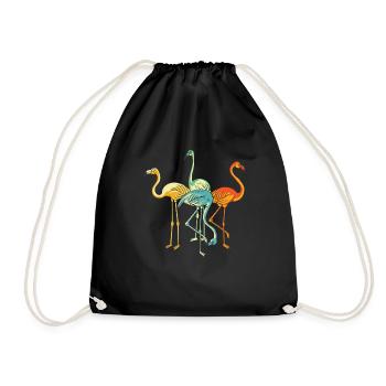 Flamingo - Drawstring Bag - black - Front