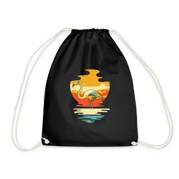 Flamingo - Drawstring Bag - black - Front