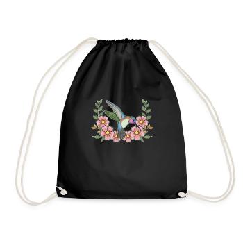 Kolibri Blumen Blumenvogel - Turnbeutel - Schwarz - Vorne