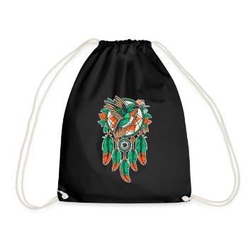 Hummingbird Dreamcatcher Bird - Drawstring Bag - black - Front