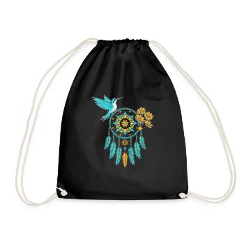 Hummingbird Dreamcatcher Bird - Drawstring Bag - black - Front