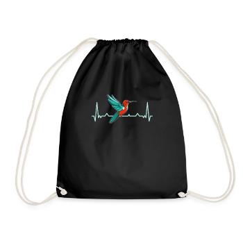 Hummingbird ECG ECG Heartbeat - Drawstring Bag - black - Front