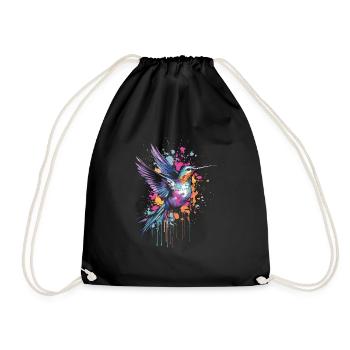 Kolibri Watercolor Hummingbird - Turnbeutel - Schwarz - Vorne