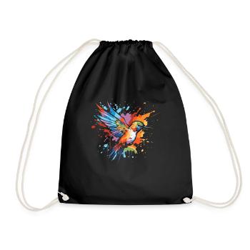 Kolibri Watercolor Hummingbird - Turnbeutel - Schwarz - Vorne