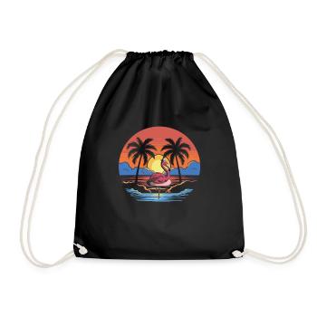Flamingo - Drawstring Bag - black - Front