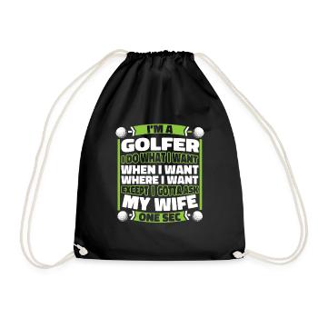 Golf Golfer Golfen - Turnbeutel - Schwarz - Vorne