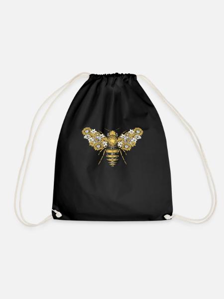 Imker Bienenzüchter Blumenflügel Flower Bee - Turnbeutel - Schwarz